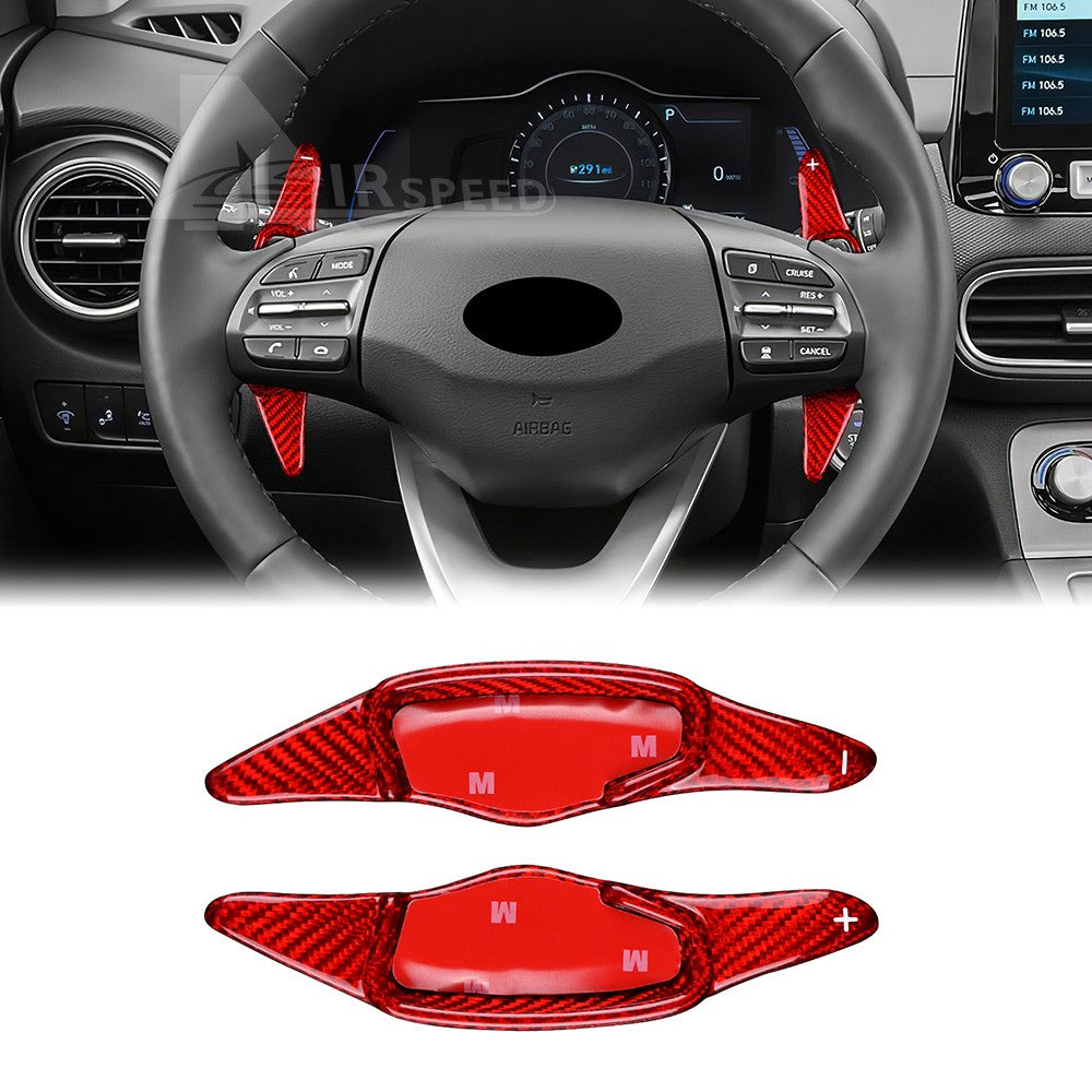 Red Steering Wheel Paddle Shifter Extension For Hyundai IONIQ 2019-21 Kona 19-20