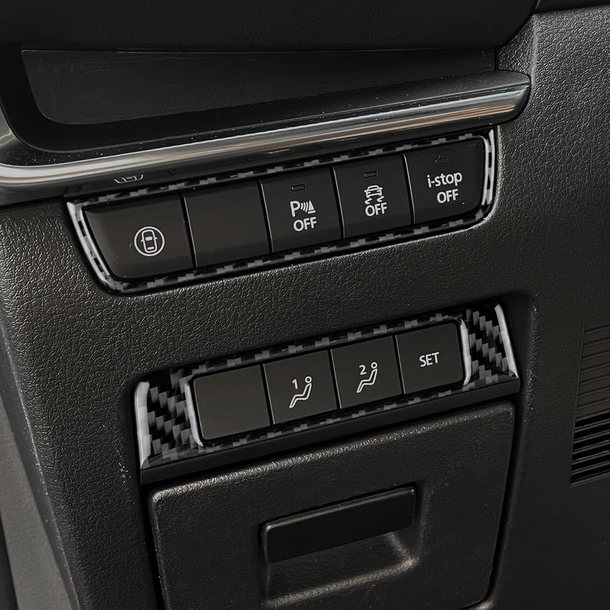 Seat Memory Button Frame Anti Slip Black Carbon For Mazda 3 Axela 2019-2025