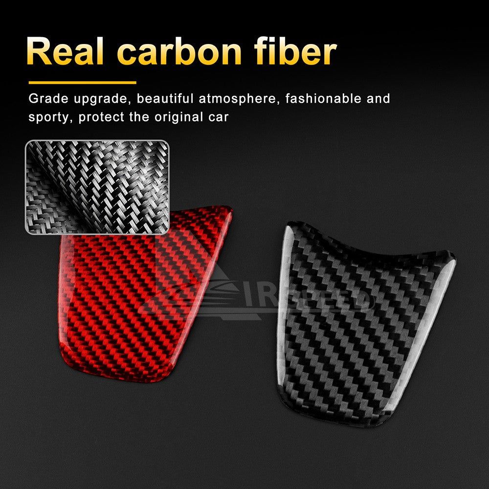 Red Carbon Steering Wheel Interior Chin Sticker for FIAT 500 Abarth 595 2012-15 - detail view 6