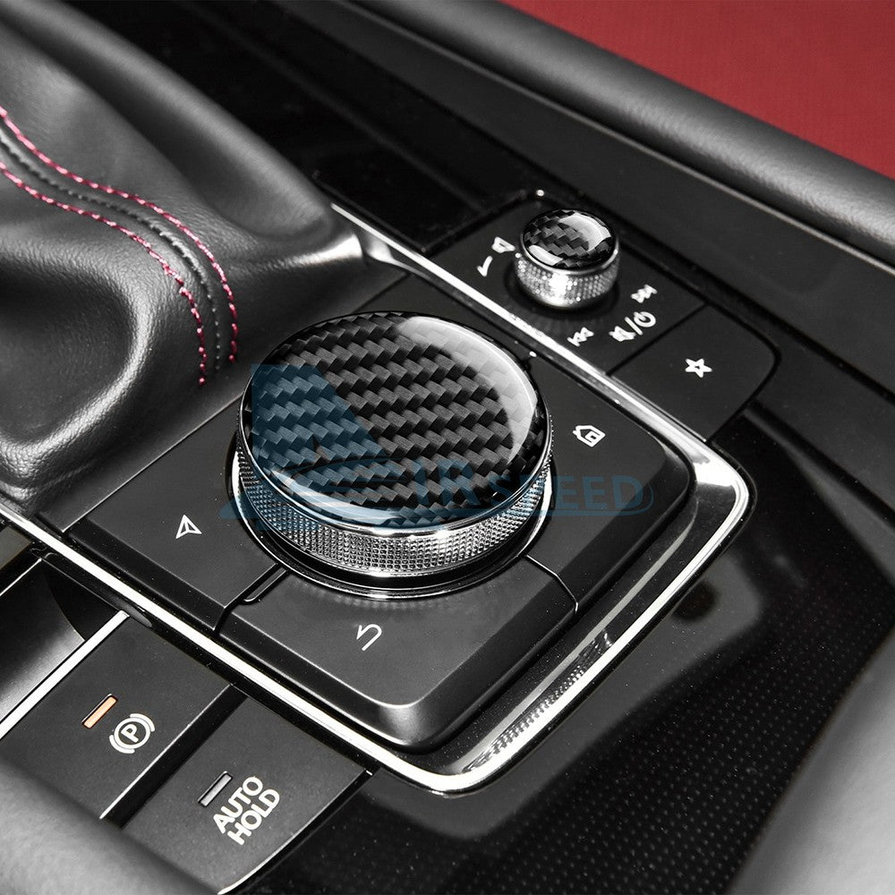Car Center Volume Button Stickers Black Carbon Fiber for Mazda 3 Axela 2019-2026 - detail view 7