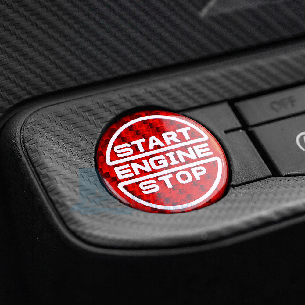 For Ford Mustang 24-25 Red Real Carbon Fiber Engine Start Push Button Cover Trim - detail view 6
