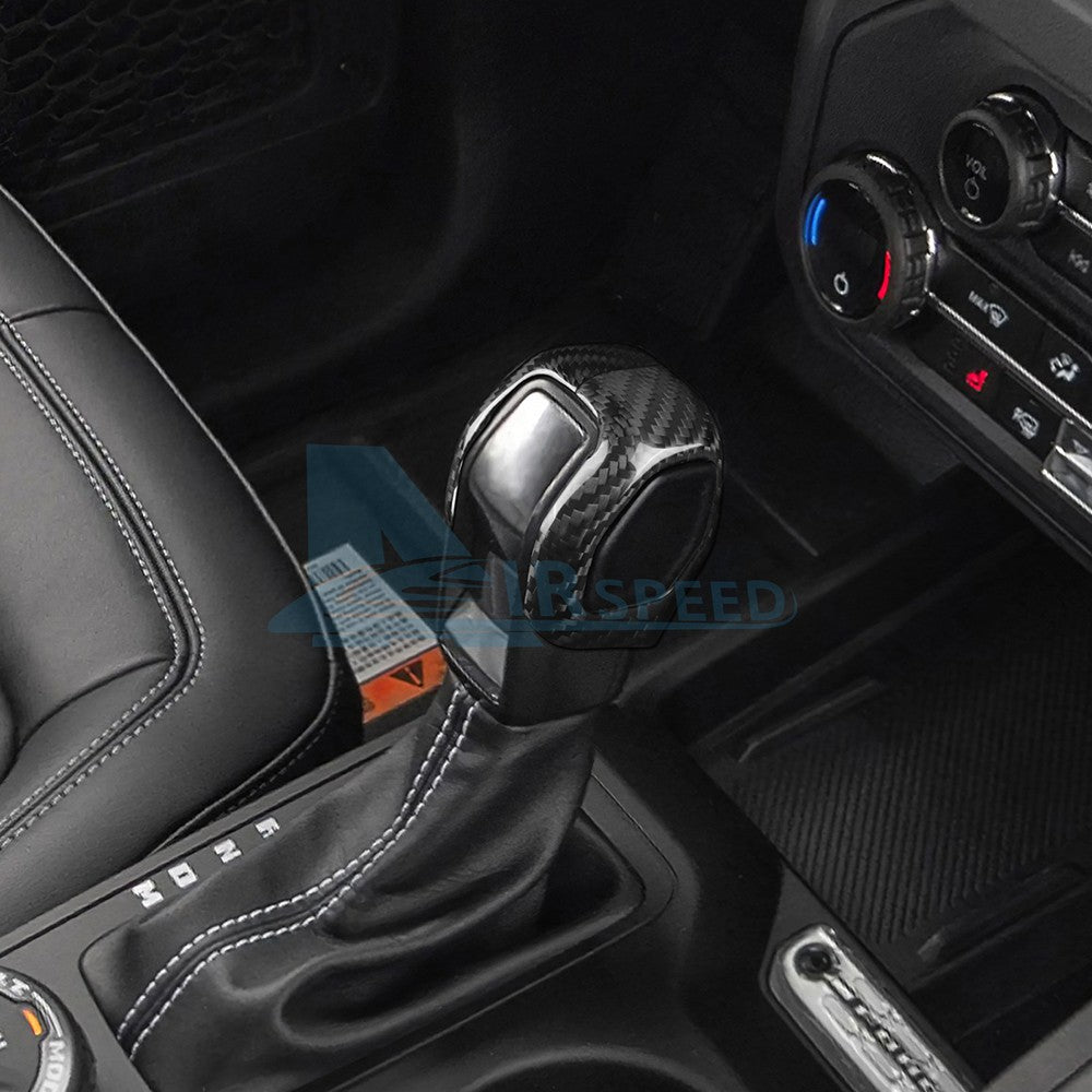 Black HARD Carbon Fiber Car Gear Shift Head Cover Trim for Ford Bronco 2021-2026 - detail view 7