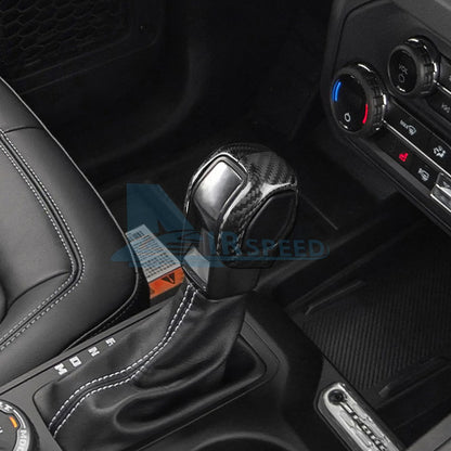 Black HARD Carbon Fiber Car Gear Shift Head Cover Trim for Ford Bronco 2021-2026 - detail view 7