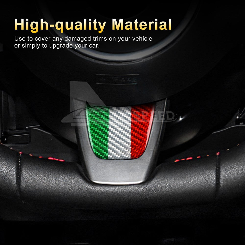 For FIAT 500 Abarth 595 20-23 Italy Flag Carbon Fiber Steering Wheel Chin Cover - detail view 6