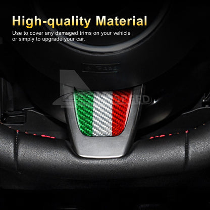 For FIAT 500 Abarth 595 20-23 Italy Flag Carbon Fiber Steering Wheel Chin Cover - detail view 6