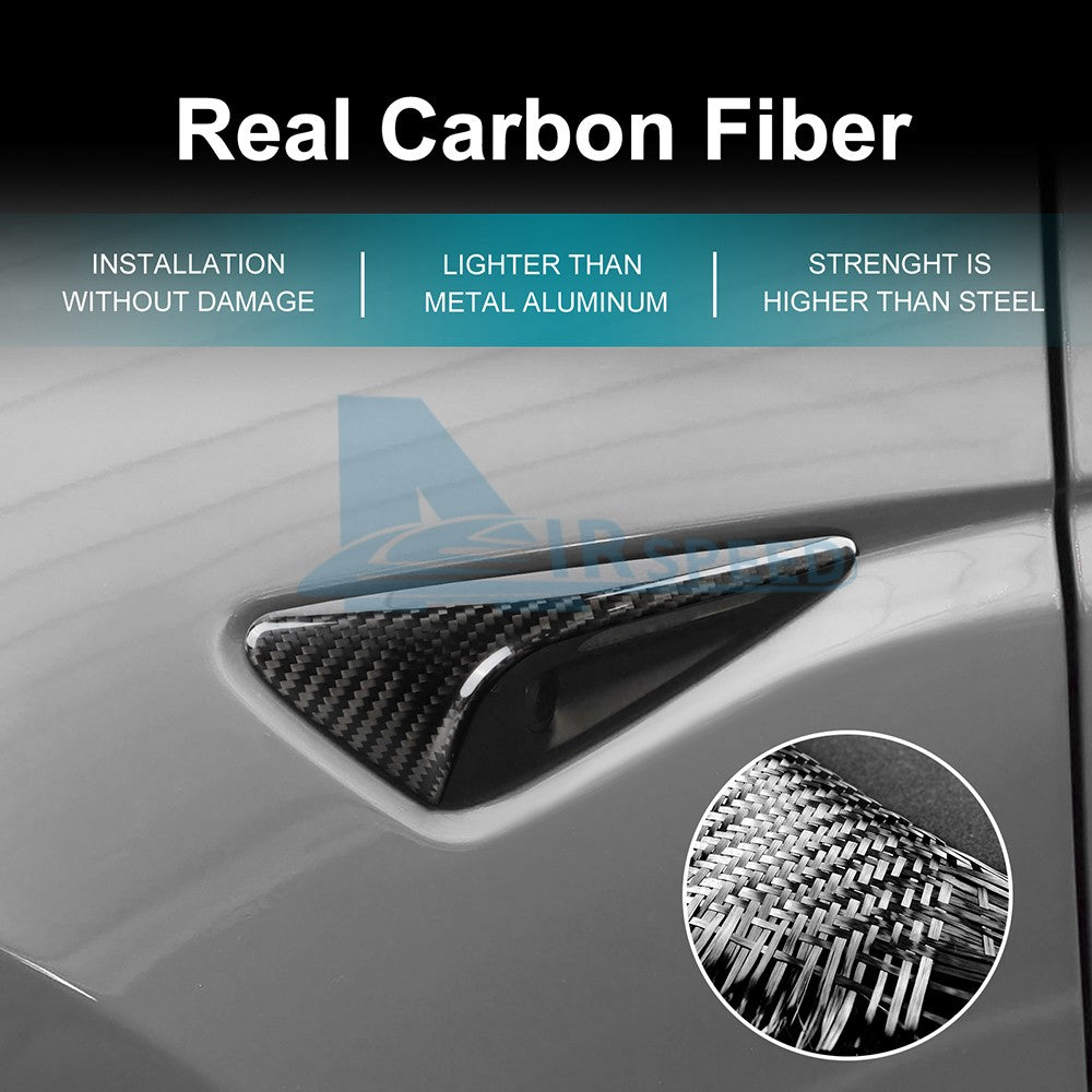 For Tesla Model 3 Y 17-24 Fender Camera Panel Cover BLACK REAL HARD Carbon Fiber - detail view 6