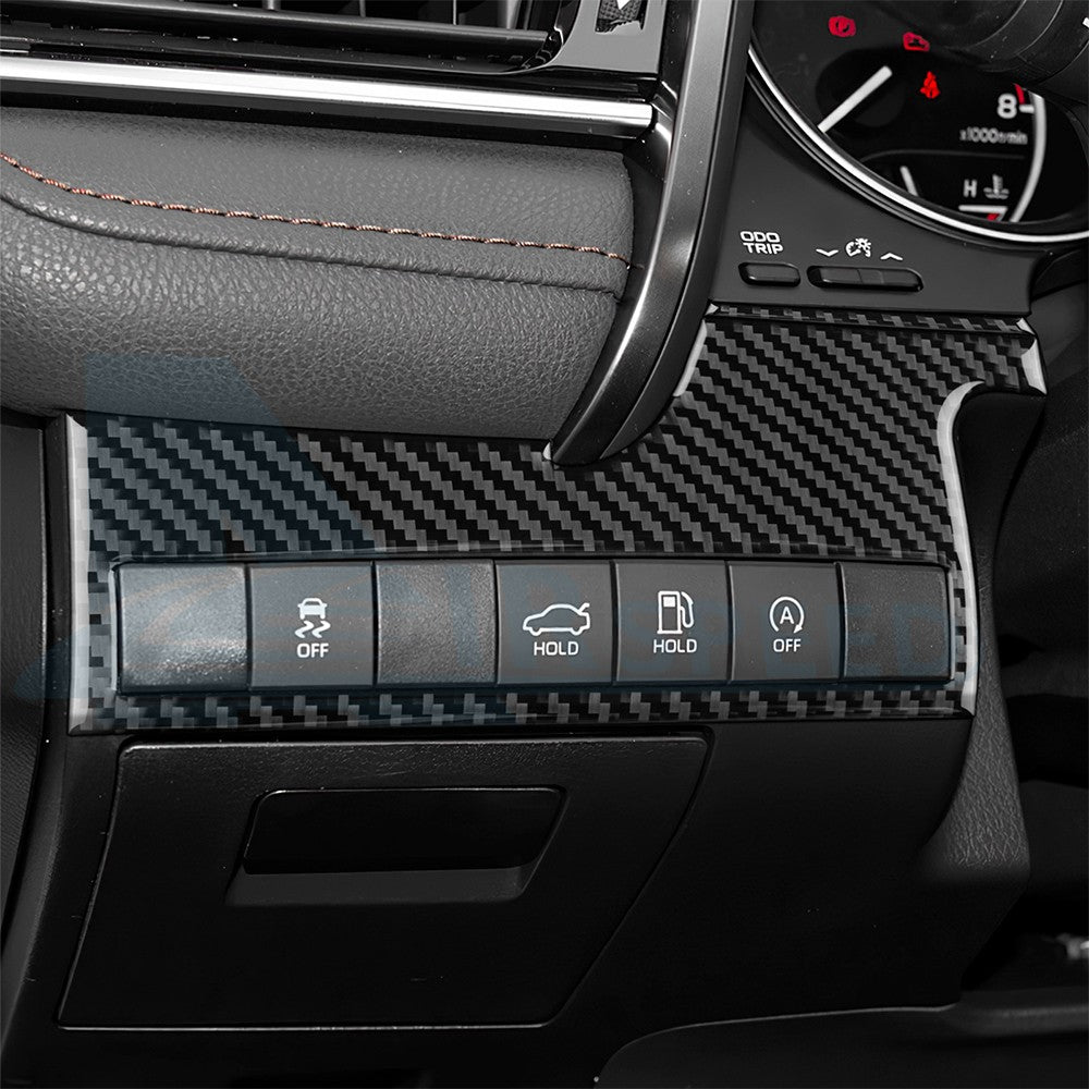 Black Car Headlight Switch Panel Sticker Carbon Fiber For Toyota Camry 2018-2024（U.S. Stock）