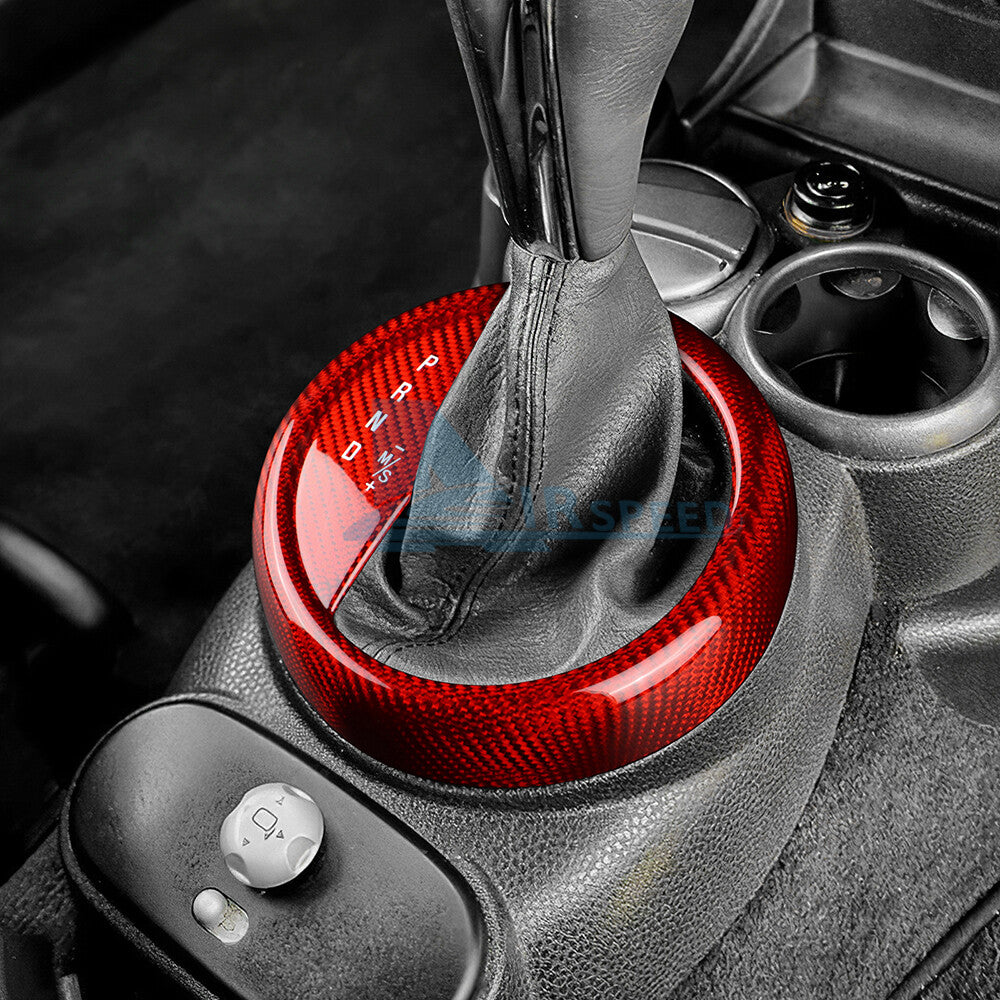 Red Center Console Gear Shift Panel Real Carbon Fiber For Mini Cooper R50 R53 - detail view 6