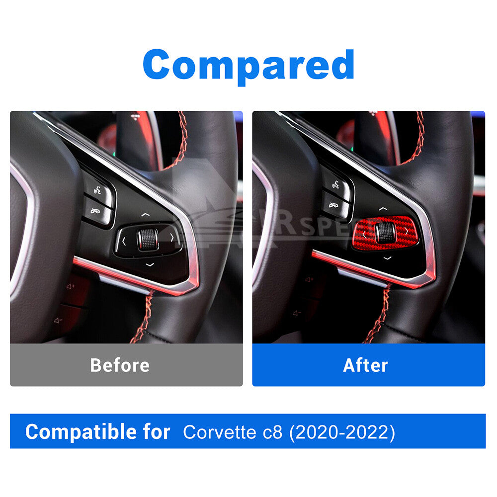 2pcs Volume Control Cover Red REAL HARD Carbon Fiber For Corvette C8 2020-2023