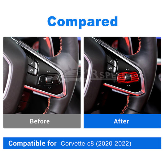 2pcs Volume Control Cover Red REAL HARD Carbon Fiber For Corvette C8 2020-2023