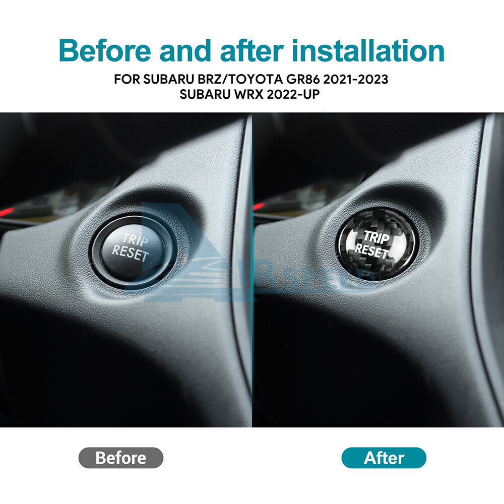 For Subaru Brz WRX GR86 2021-2023 REAL HARD Carbon Fiber Trim Reset Button Cover - detail view 3
