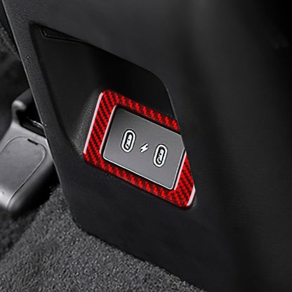 Red Car Rear USB Frame Sticker Trim Carbon Fiber For Hyundai Tucson 2022-2025（U.S. Stock）