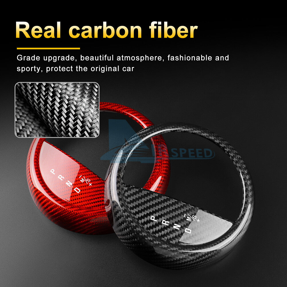 Red Center Console Gear Shift Panel Real Carbon Fiber For Mini Cooper R50 R53 - detail view 3