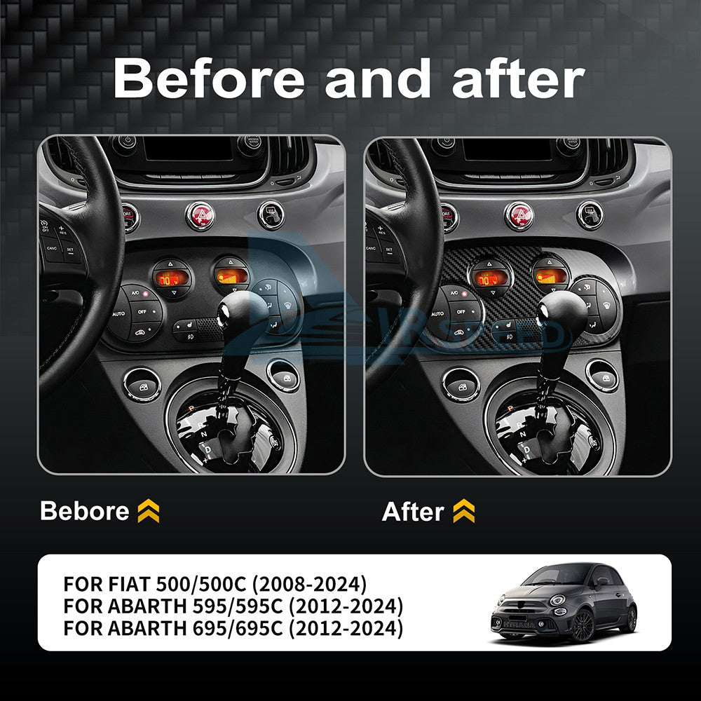 Center Air Conditioning Adjustment Panel Cover For FIAT 500 2008-24 Carbon Fiber - detail view 4