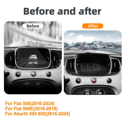 Center Screen Frame Cover For FIAT 500 Abarth 595 695 2016-2024 Carbon Fiber - detail view 5