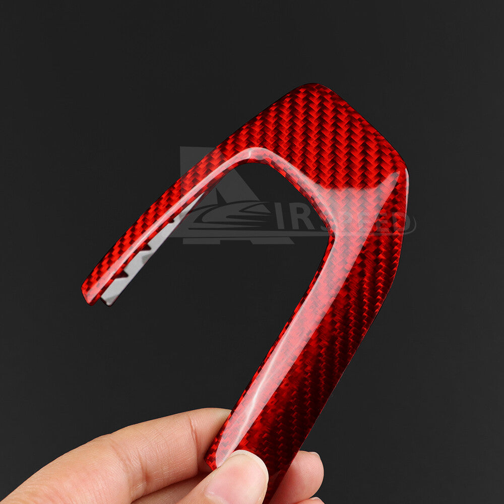 REAL HARD Carbon Fiber Steering Wheel Cover RED For Fiat 500 Abarth 595 2012-2015