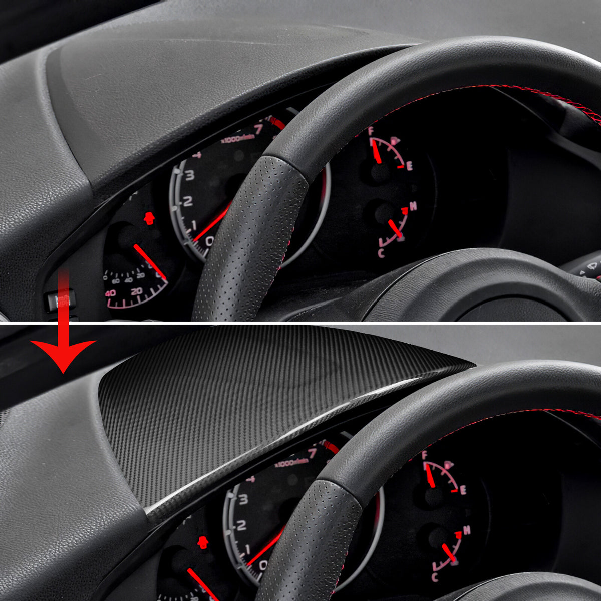 Dashboard Upper Cover Hard For Subaru BRZ GR86 2012-2020 Black Carbon Fiber - detail view 3