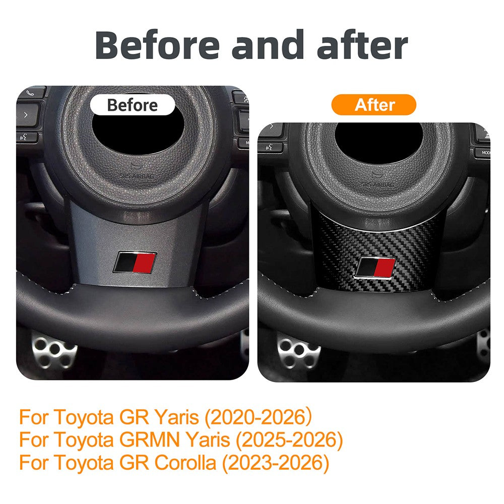 Black Carbon Fiber Car Steering Wheel Chin Cover for Toyota GR Yaris 2020-2026 - detail view 4