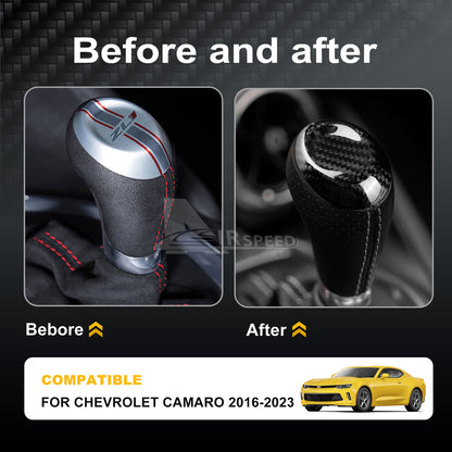 For Chevrolet Camaro 16-23 REAL HARD Carbon Fiber Gear Shifter knob Cover Black