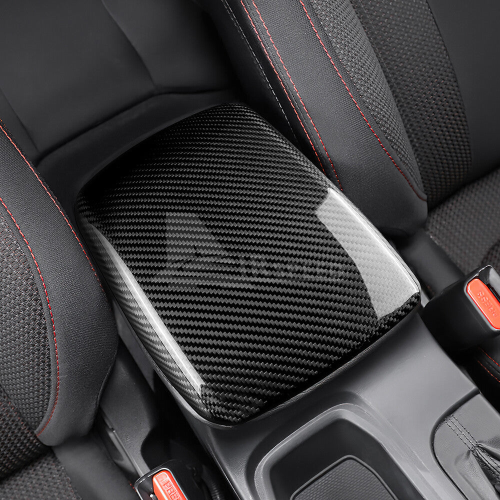 RRAL HARD Carbon Fiber Black Center Armrest Box Cover For Subaru WRX 2022-2023 - detail view 7