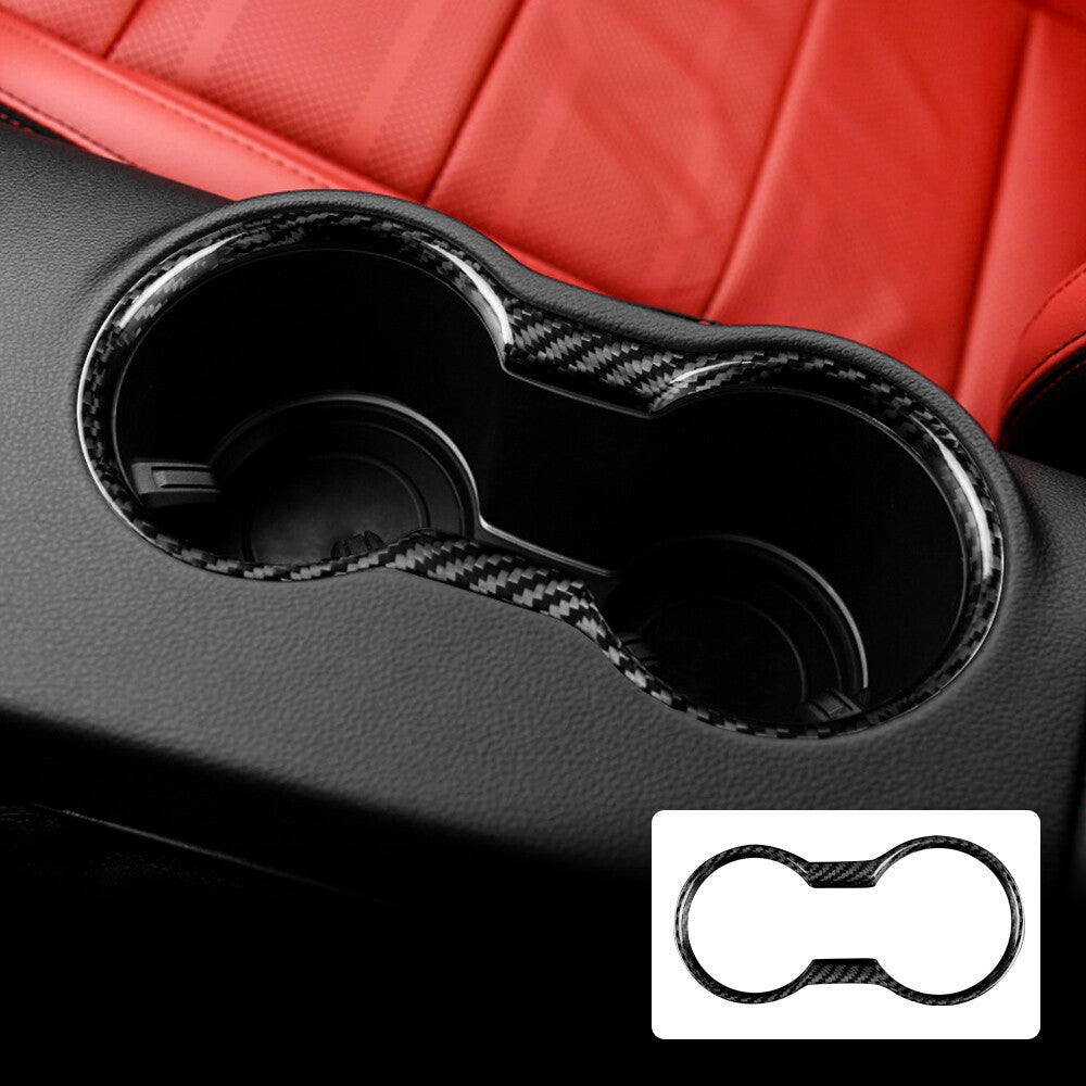 Cup Holder Cover Interior For Ford Mustang 15-2021 REAL HARD Black Carbon Fiber - product view