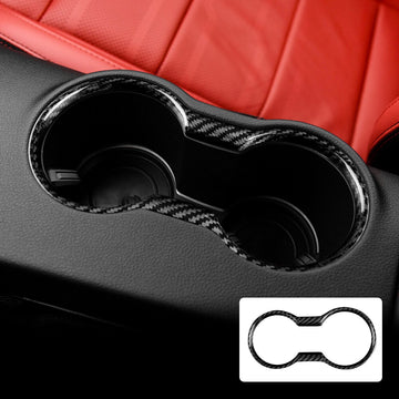 Cup Holder Cover Interior For Ford Mustang 15-2021 REAL HARD Black Carbon Fiber
