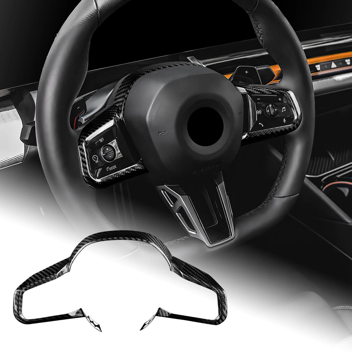 BMW X3 G45 25-26 Steering Wheel Button Frame Black Dry Carbon Fiber - detail view