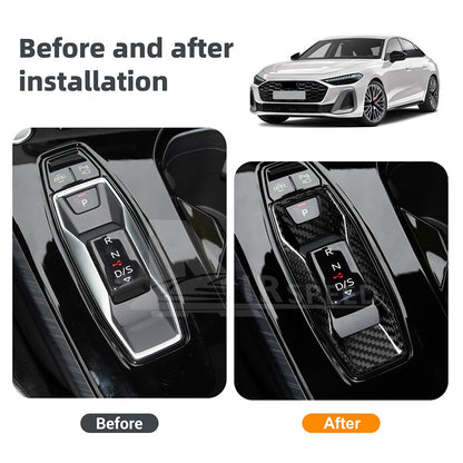 Black Hard Carbon Fiber Gear Shift Frame for Audi A3 2025+ Auto - detail view 4