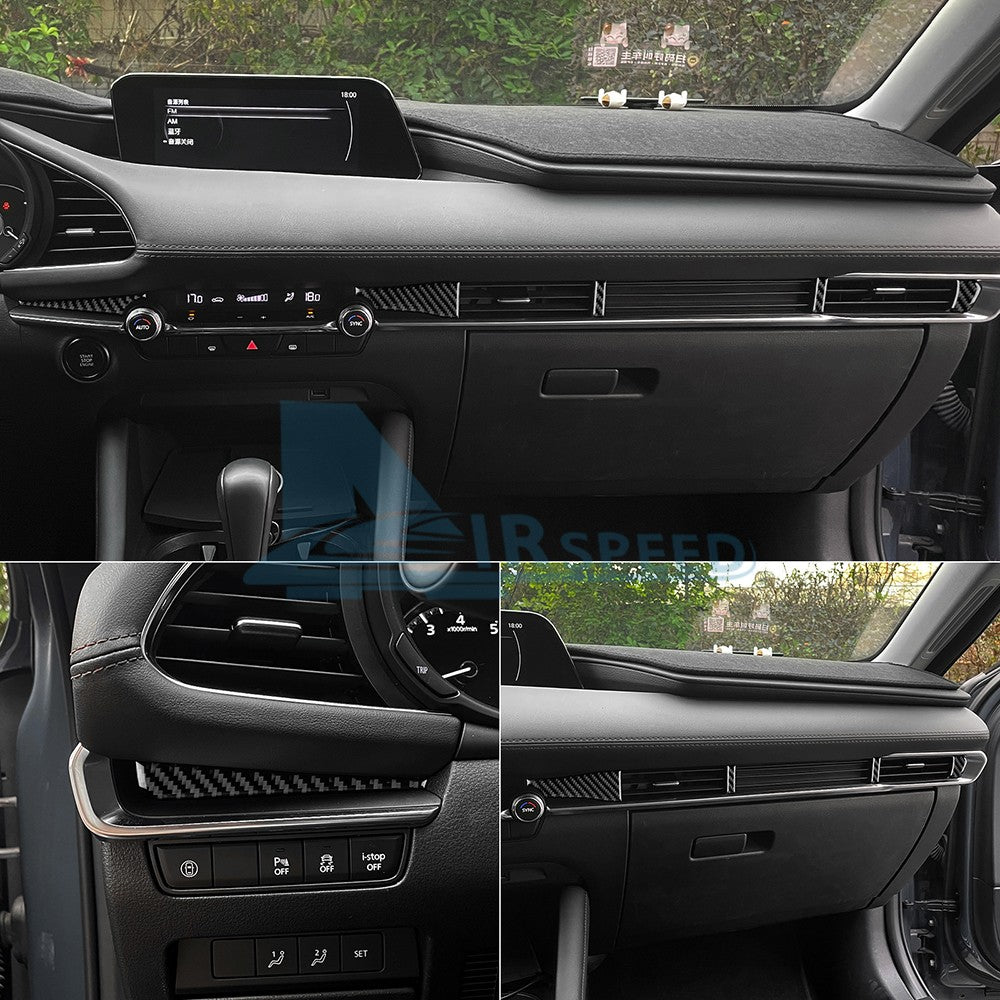 For Mazda 3 Axela 2019-2025 Carbon Fiber Center Console Stickers Decorative Trim