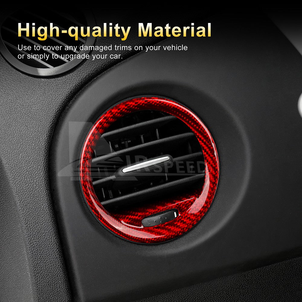 Red Carbon Fiber Center Side Air Outlet Frame Cover for Abarth 595 595C 2012-15 - detail view 5
