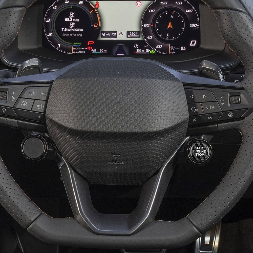 Black Carbon Fiber Car Engine Start Button Sticker for Cupra Ateca Leon 2021-26 - detail view 8