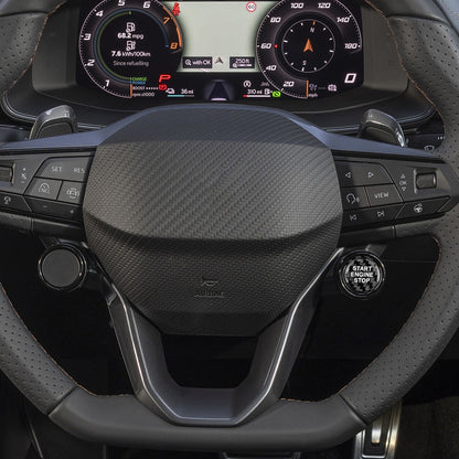Black Carbon Fiber Car Engine Start Button Sticker for Cupra Ateca Leon 2021-26 - detail view 8