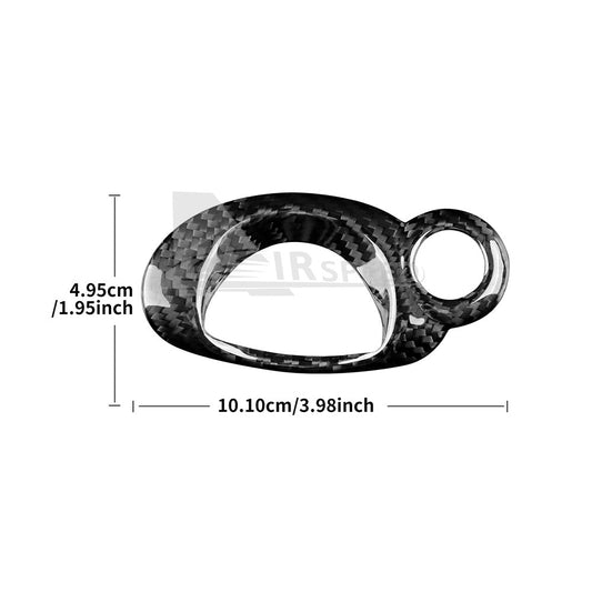 Black Hard Carbon Fiber Ignition Key Frame For MINI R55 R56 R57 R60 - detail view