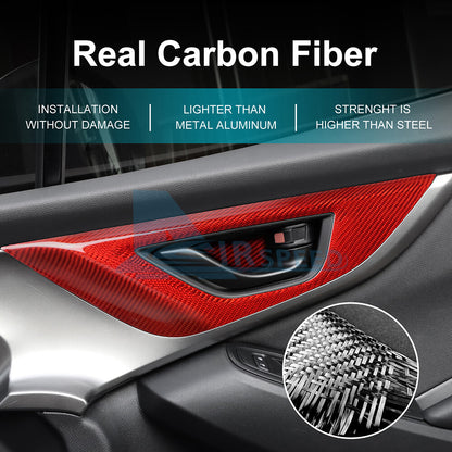 Red Front Door Handle Panel Cover REAL HARD Carbon Fiber For Subaru WRX 22-2023