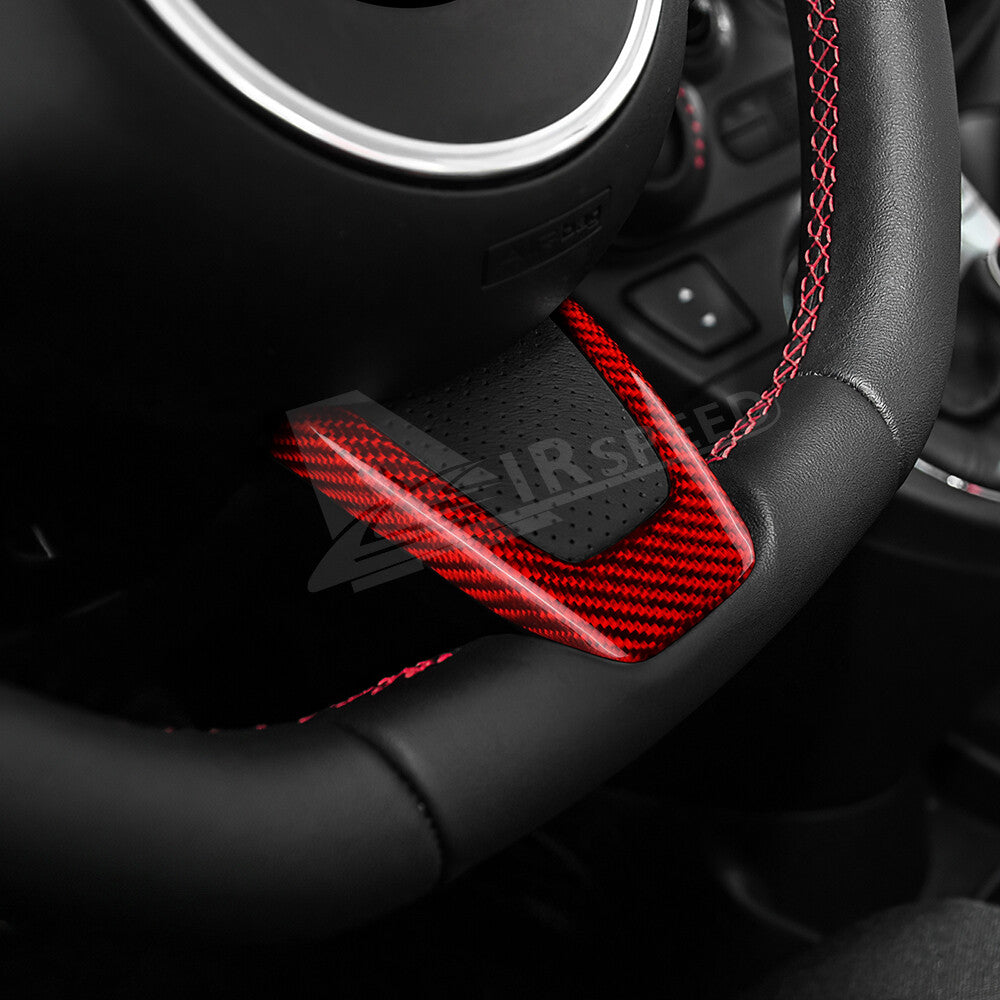 REAL HARD Carbon Fiber Steering Wheel Cover RED For Fiat 500 Abarth 595 2012-2015
