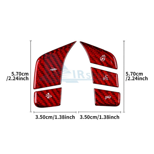 For Corvette C8 24-25 Steering Wheel Voice Button Sticker Red Hard Carbon Fiber