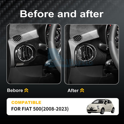 Dashboard Side Air Inlet Cover Sticker Fit For Fiat 500 08-23 Black Carbon Fiber - detail view 5