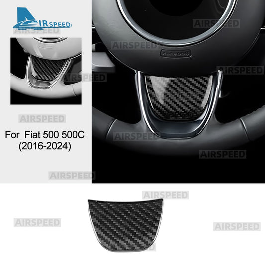 Black Hard Carbon Fiber Steering Lower Trim Sticker For Fiat 500/500C - product view