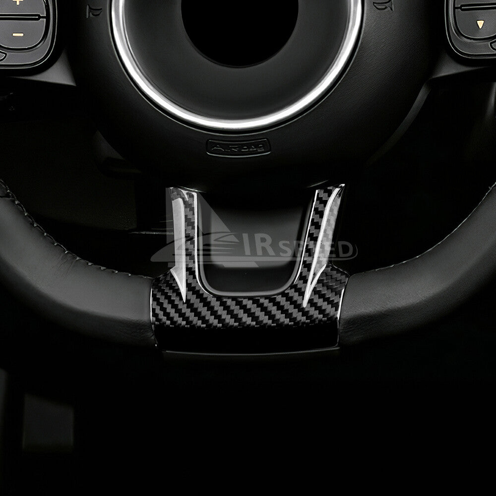 Real Hard Carbon Fiber Steering Wheel Center Panel Cover For Fiat 500 2020-2023 - detail view 5