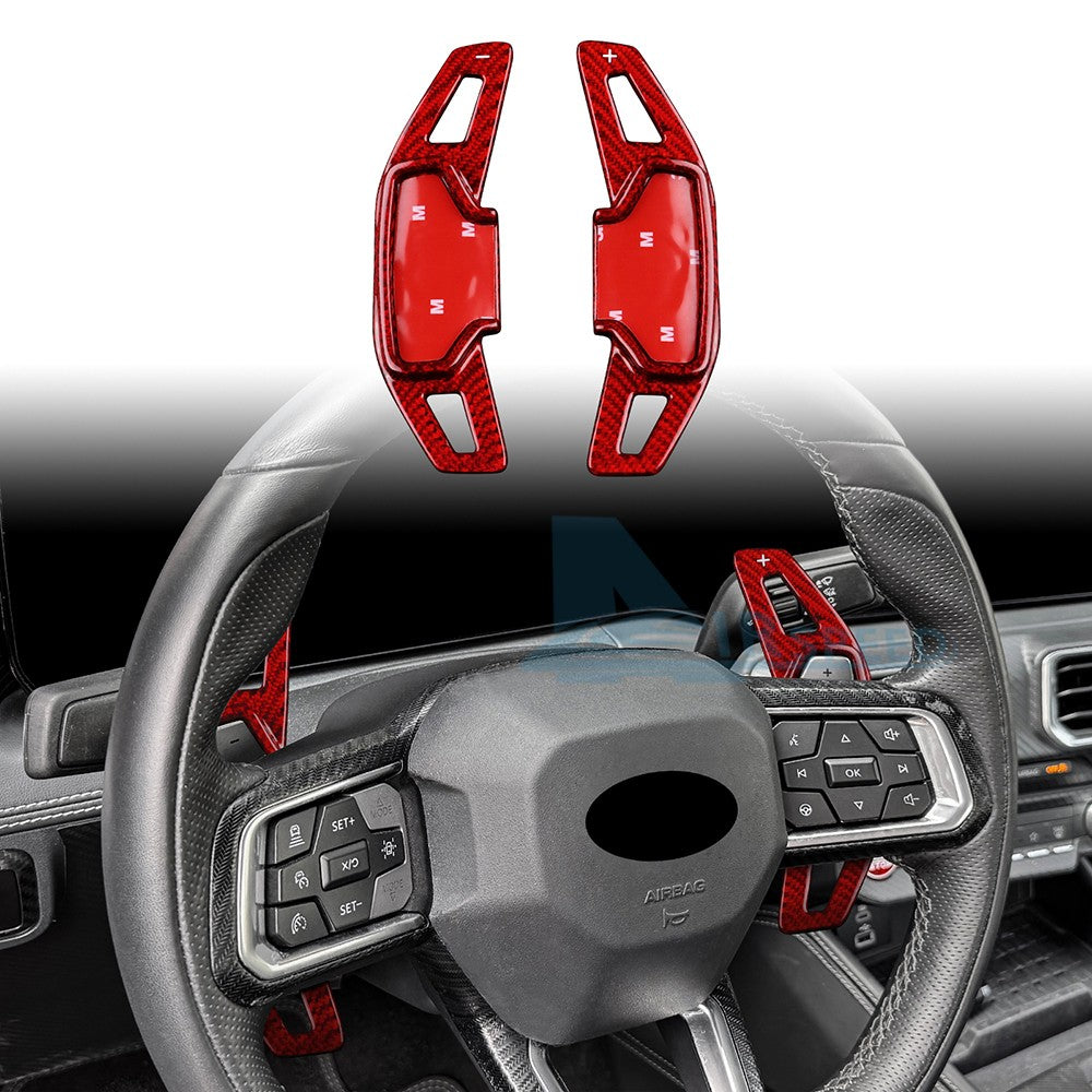 Steering Wheel Paddle Shifter Extension Red Carbon Fiber Fit Ford Mustang 24-26 - product view