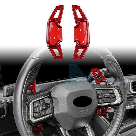 Steering Wheel Paddle Shifter Extension Red Carbon Fiber Fit Ford Mustang 24-26 - product view
