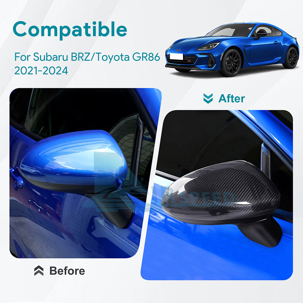 Real Carbon Fiber Side Mirror Cover Caps For Subaru BRZ Toyota GR86 2021-2024 - detail view 4