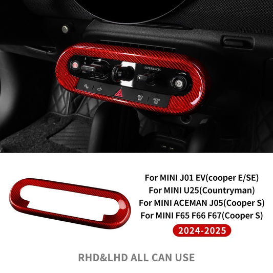 Carbon Fiber Center Shift Button Frame Sticker for MINI U25, J01, J05, F65 & F67 (2024-2026) - product view