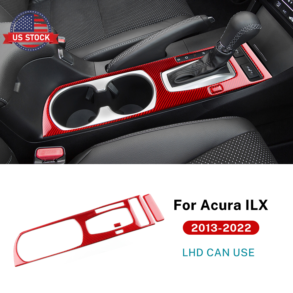 Carbon Fiber Red Center Water Cup Holder Panel Sticker For Acura ILX 2013-2022（U.S. Stock）