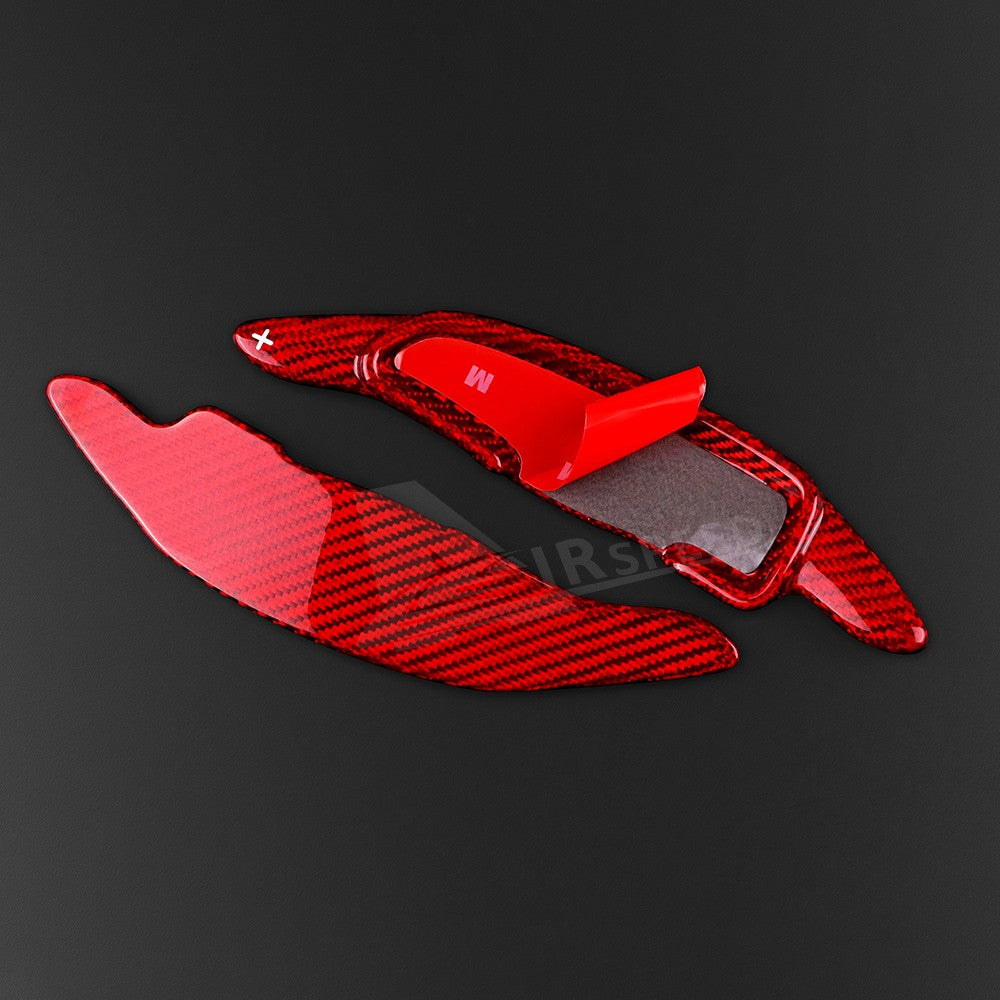 For Hyundai Genesis 2021-2022 Red Carbon Steering Wheel Paddle Shifter Extension