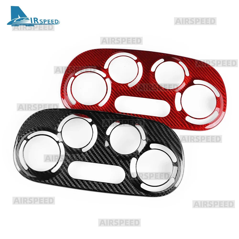 AC Climate Knob Upper Red Dry Carbon Fiat 500 Abarth 595 08-24 Trim - detail view 6