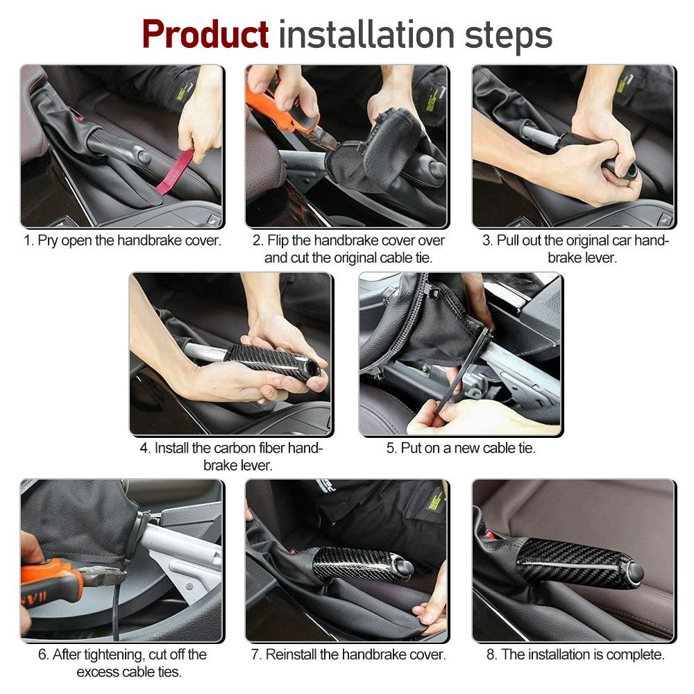 For BMW F10 F20 F30 F34 M3 E46 E60 E63 E64 Car Handbrake Cover Trim Carbon Fiber - detail view 4