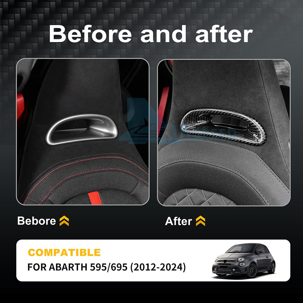 For Abarth 595 695 2012-2024 Car Sports Seat Headrest Frame Cover Carbon Fiber