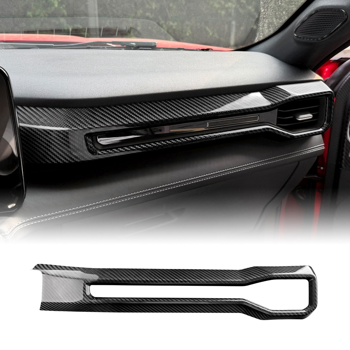 HARD Carbon Fiber Passenger Air Outlet Frame Cover for Ford Mustang 2024-2027