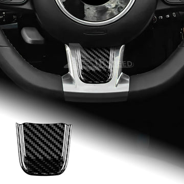 Real Hard Carbon Fiber Steering Wheel Chin Cover Sticker For Fiat 500 2020-2023